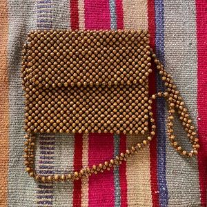 Wooden beaded bag Purse evening bag